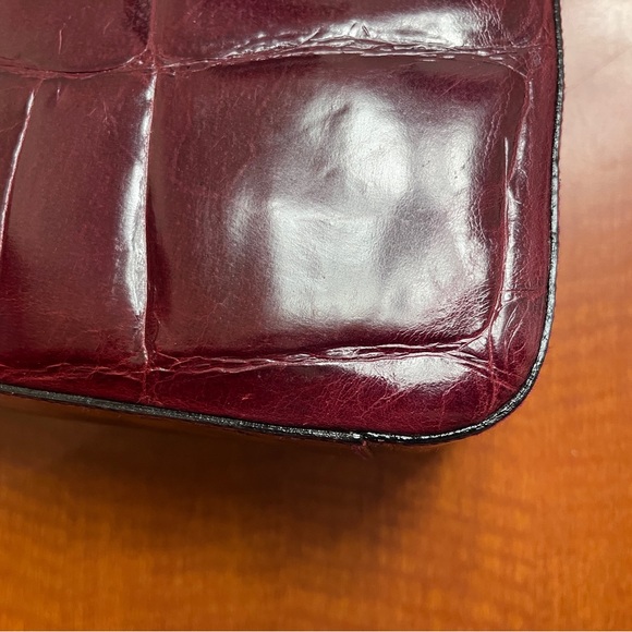 NWT - FRANCHI WINE (CORDOVAN) LEATHER SHOULDER BAG - FROM BLOOMINGDALES - Picture 12 of 15